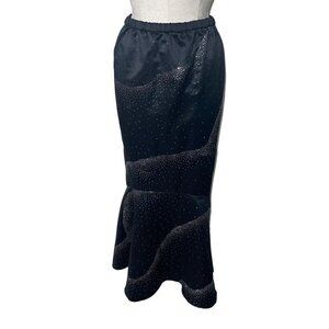 Custom Made Vintage Midi Sparkle Mermaid Skirt Size Large Black Glitter